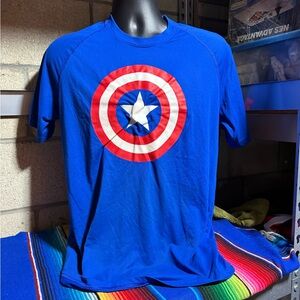 Under Armour Blue and Red Short Sleeve Tee with Iconic Graphic